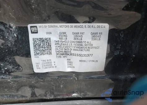 2025 Chevrolet Blazer Awd Rs from USA, damaged, VIN 3GNKBKRS1SS131377